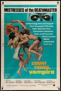 5f299 COUNT YORGA VAMPIRE 1sh '70 AIP, artwork of the mistresses of the deathmaster feeding!!