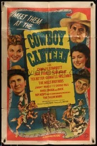 5f301 COWBOY CANTEEN 1sh '44 Charles Starrett, Jane Frazee, Tex Ritter, all-star western musical!