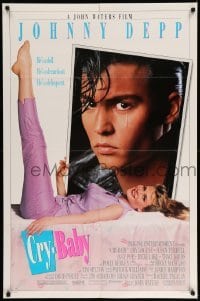 5f309 CRY-BABY DS 1sh '90 directed by John Waters, Johnny Depp is a doll, Amy Locane