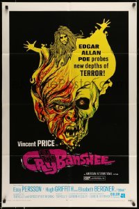 5f308 CRY OF THE BANSHEE 1sh '70 Edgar Allan Poe probes new depths of terror, cool artwork!