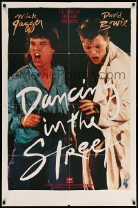 5f312 DANCING IN THE STREET 1sh '85 great huge image of Mick Jagger & David Bowie singing!