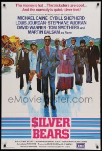 5f123 SILVER BEARS English 1sh '77 Michael Caine, Cybill Shepherd, completely different artwork!