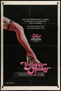 5f435 HAPPY HOOKER 1sh '75 Lynn Redgrave's sexy leg with a hundred dollar bill in garter!