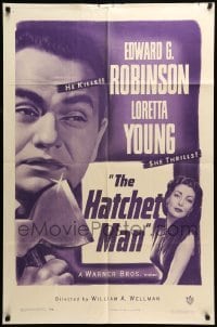 5f440 HATCHET MAN 1sh R49 Edward G Robinson holding hatchet, Loretta Young!