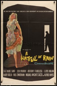 5f441 HATFUL OF RAIN 1sh '57 Fred Zinnemann early drug classic, cool artwork!