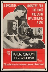 5f779 SEXUAL CUSTOMS IN SCANDINAVIA 1sh '72 a film for those who enjoy love 24 hours a day!