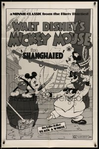 5f782 SHANGHAIED 1sh R74 cool art of Mickey Mouse dueling Pegleg Pete w/swordfish!