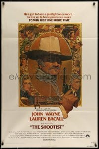 5f788 SHOOTIST 1sh '76 best Richard Amsel artwork of cowboy John Wayne & cast!