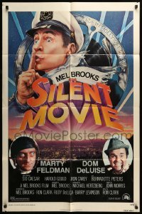 5f793 SILENT MOVIE 1sh '76 Marty Feldman, Dom DeLuise, art of Mel Brooks by John Alvin!