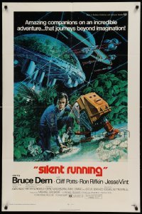 5f795 SILENT RUNNING 1sh '72 Douglas Trumbull, cool art of Bruce Dern & his robot by Akimoto