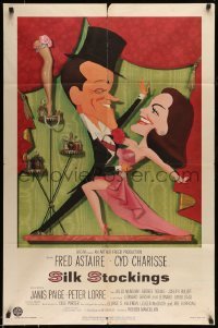 5f796 SILK STOCKINGS 1sh '57 art of Fred Astaire & Cyd Charisse by Jacques Kapralik!