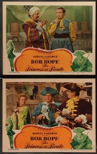 5j973 PRINCESS & THE PIRATE 2 LCs '44 images of Bob Hope, Walter Sleazak, & sexy Virginia Mayo!