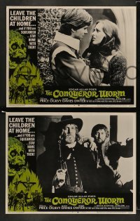 5j104 CONQUEROR WORM 8 LCs '68 Edgar Allan Poe, Vincent Price, gruesome horror border art!