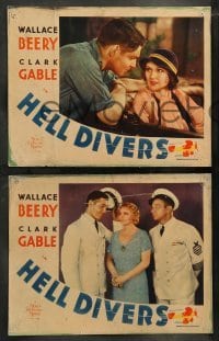 5j865 HELL DIVERS 3 LCs '32 images of pilots Clark Gable & Wallace Beery, pretty Dorothy Jordan!