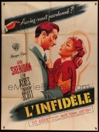 5k960 UNFAITHFUL French 1p '49 different Pigeot art of Zachary Scott & sexy Ann Sheridan, rare!