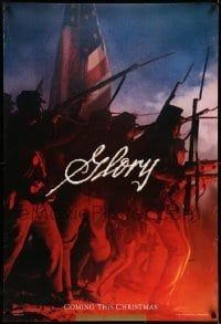 5r335 GLORY teaser 1sh '89 Morgan Freeman, Matthew Broderick, Denzel Washington, Civil War!