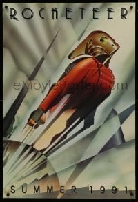 5r722 ROCKETEER teaser 1sh '91 Disney, cool John Mattos art of Bill Campbell in full costume!