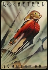 5r723 ROCKETEER teaser DS 1sh '91 Disney, John Mattos art of Bill Campbell in full costume