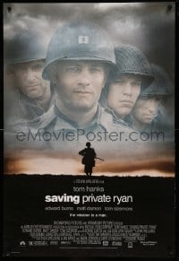 5r748 SAVING PRIVATE RYAN DS 1sh '98 Spielberg, cast image of Tom Hanks, Tom Sizemore, Matt Damon!