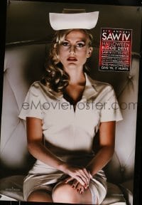 5r751 SAW IV 1sh '07 Tobin Bell, Halloween blood drive, great image of sexy nurse sitting!