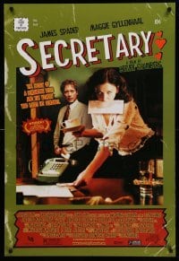 5r762 SECRETARY DS 1sh '02 James Spader, Maggie Gyllenhaal, Steven Shainberg