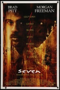 5r764 SEVEN DS 1sh '95 David Fincher, Morgan Freeman, Brad Pitt, deadly sins!