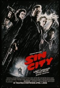 5r779 SIN CITY advance 1sh '05 graphic novel by Frank Miller, cool image of Bruce Willis & cast