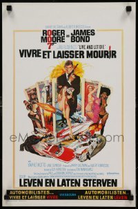 6a110 LIVE & LET DIE Belgian '73 art of Roger Moore as James Bond 007 by Robert McGinnis!