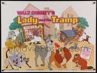 6a355 LADY & THE TRAMP British quad R80s Walt Disney, romantic artwork from canine dog classic!