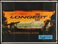 6a360 LONGEST DAY teaser British quad '62 Zanuck's World War II D-Day movie w/43 international stars