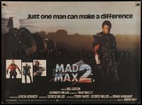 6a363 MAD MAX 2: THE ROAD WARRIOR British quad '82 Mel Gibson returns as Mad Max, cool image!