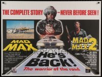 6a364 MAD MAX/MAD MAX 2: THE ROAD WARRIOR British quad '80s George Miller, Mel Gibson double-bill!