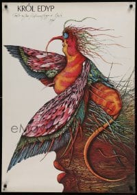 6a941 KROL EDYP stage play Polish 27x38 '79 colorful Get-Stankiewicz art of bird-creature!