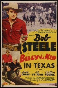 6f083 BILLY THE KID IN TEXAS 1sh '40 great cowboy western images of outlaw Bob Steele!