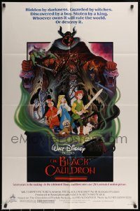 6f088 BLACK CAULDRON 1sh '85 first Walt Disney CG, cool fantasy art by Paul Wenzel!