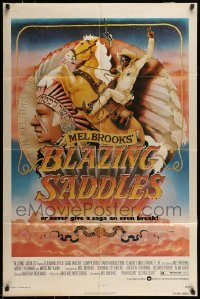 6f091 BLAZING SADDLES 1sh '74 Mel Brooks western, art of Cleavon Little by Alvin & Goldschmidt!