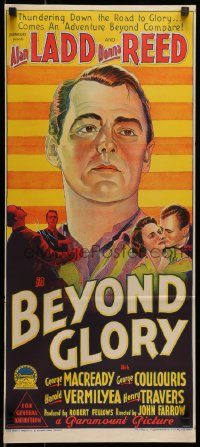 6g795 BEYOND GLORY Aust daybill '48 art of West Point cadet Alan Ladd & Donna Reed!