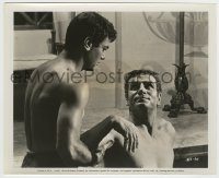 6h819 SPARTACUS 8.25x10 still '60 homoerotic c/u of Tony Curtis massaging Laurence Olivier!