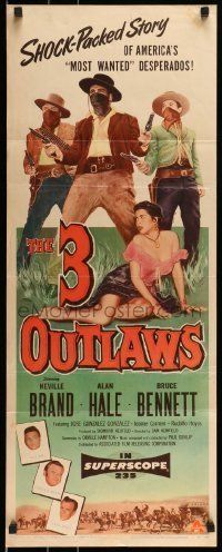 6k501 3 OUTLAWS insert '56 Neville Brand & Alan Hale Jr, America's most wanted desperados!