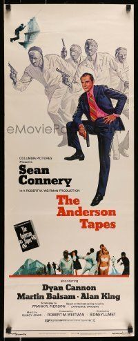 6k517 ANDERSON TAPES insert '71 art of Sean Connery & gang of masked robbers, Sidney Lumet