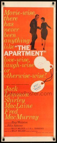 6k521 APARTMENT insert '60 directed by Billy Wilder, Jack Lemmon, Shirley MacLaine!