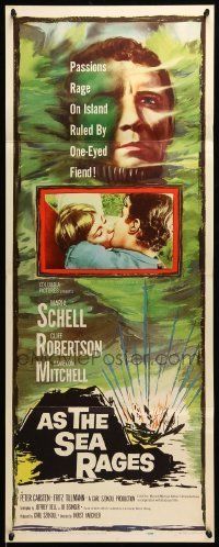 6k522 AS THE SEA RAGES insert '60 Maria Schell, Cliff Robertson, cool ocean artwork!