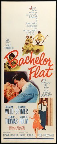 6k524 BACHELOR FLAT insert '62 Tuesday Weld & Richard Beymer kiss close up, Terry-Thomas!