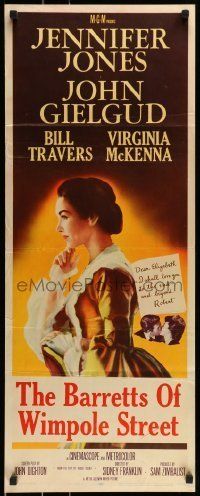 6k529 BARRETTS OF WIMPOLE STREET insert '57 art of pretty Jennifer Jones as Elizabeth Browning!