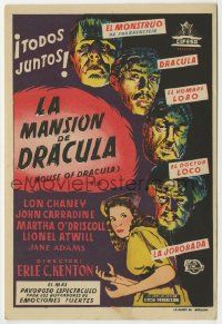 6x562 HOUSE OF DRACULA Spanish herald '48 great art of classic monsters, Dracula & Frankenstein!