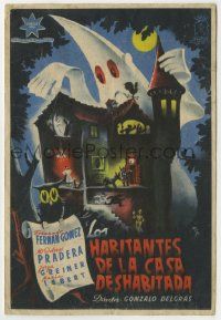 6x649 LOS HABITANTES DE LA CASA DESHABITADA Spanish herald '46 great MCP art of haunted house!