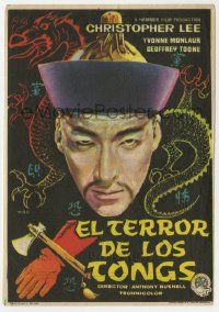 6x905 TERROR OF THE TONGS Spanish herald '62 different Mac art of Asian villain Christopher Lee!