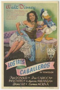 6x920 THREE CABALLEROS Spanish herald '47 art of Donald Duck, Joe Carioca, Panchito & sexy girl!