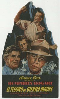 6x938 TREASURE OF THE SIERRA MADRE die-cut Spanish herald '48 Humphrey Bogart, different image!