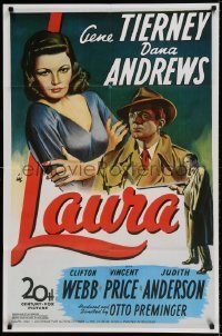 6y301 LAURA Belgian R90s art of Dana Andrews & sexy Gene Tierney, Otto Preminger!